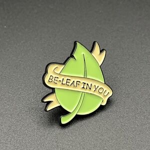 Green Leaf "Be-Leaf In You" Cute‎ Enamel Lapel Hat Pin